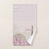  Roze Paris Eiffel Tower Romantic Collage Bad Handdoek (Handdoek)