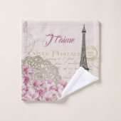  Roze Paris Eiffel Tower Romantic Collage Bad Handdoek (Wasdoekje)