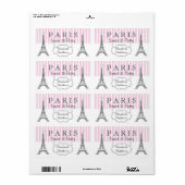 Roze Paris Eiffel Tower Sweet 16 Name Etiket (Full Sheet)