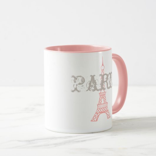 Roze Paris Eiffeltoren Mok Gift (Voorkant rechts)