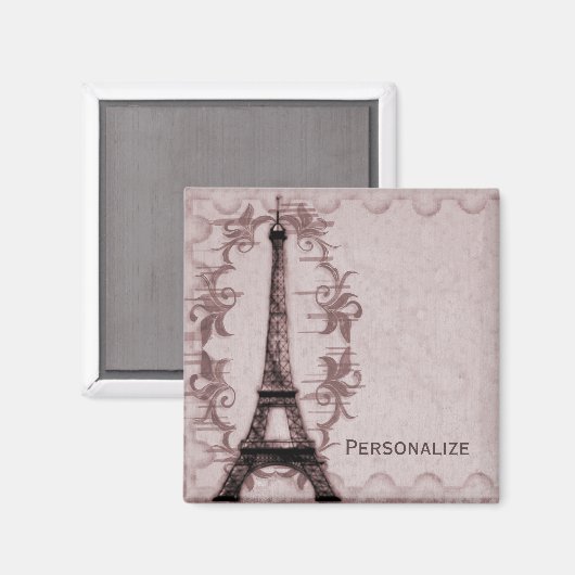 Roze Paris Grunge Magnet (Voorkant / Achterkant)