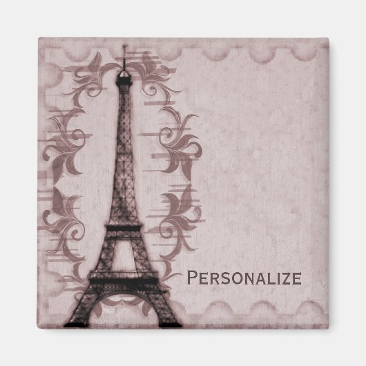 Roze Paris Grunge Magnet (Voorkant)