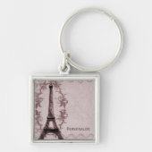 Roze Paris Grunge Sleutelhanger (Voorkant)