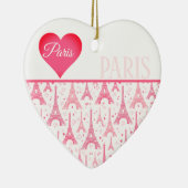 Roze Paris Heart Eiffel Tower Pattern Chic Keramisch Ornament (Rechts)