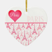 Roze Paris Heart Eiffel Tower Pattern Chic Keramisch Ornament (Voorkant)