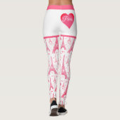 Roze Paris Heart Eiffel Tower Pattern Chic Leggings (Achterkant)