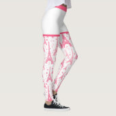 Roze Paris Heart Eiffel Tower Pattern Chic Leggings (Rechts)