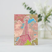 Roze Paris Impressionist Eiffel Tower Briefkaart (Staand voorkant)