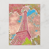 Roze Paris Impressionist Eiffel Tower Briefkaart (Voorkant)