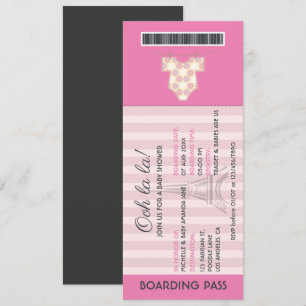 Roze Paris instapass baby shower uitnodiging