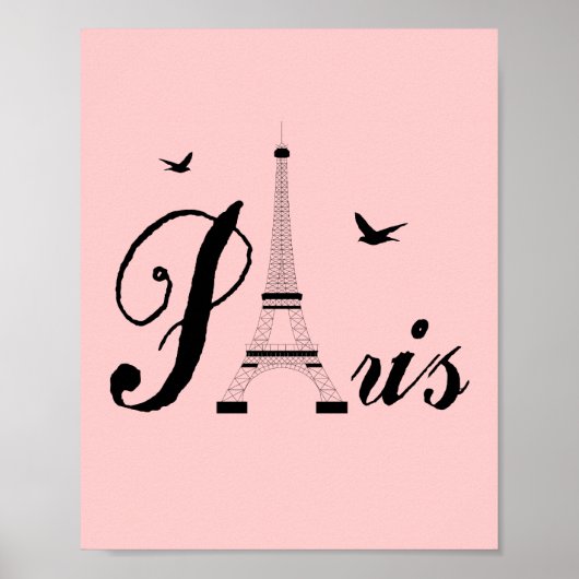 Roze Paris Modern Art Poster Print (Voorkant)