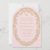  roze Paris Monogram Uitnodiging (Voorkant)