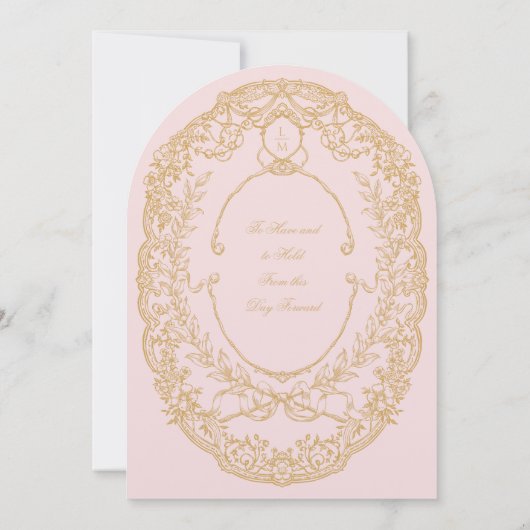  roze Paris Monogram Uitnodiging (Achterkant)