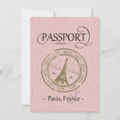 Roze Paris Passport Save the Date Kaart (Voorkant)
