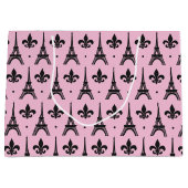 Roze Paris patroontas Eiffel-tower Large Cadeautasje (Voorkant)