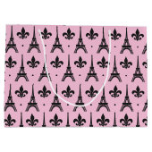 Roze Paris patroontas Eiffel-tower Large Cadeautasje (Achterkant)