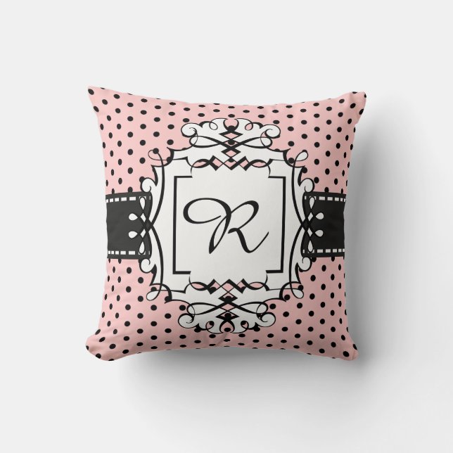 Roze Paris Polka Dot Fantasie Retro Stijl Kussen (Voorkant)