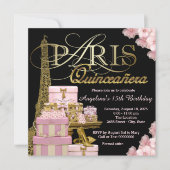 Roze Paris Quinceanera Kaart (Voorkant)