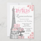 Roze Paris Quinceanera Kaart (Voorkant)