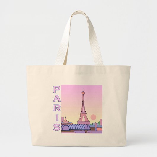 Roze Paris Sunset Products Grote Tote Bag (Voorkant)