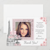 Roze Paris Sweet 16 bedankkaartjes Bedankkaart (Voorkant / Achterkant)