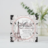  Roze Paris Sweet 16 Verjaardagsfeest Kaart (Staand voorkant)