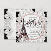  Roze Paris Sweet 16 Verjaardagsfeest Kaart (Voorkant / Achterkant)