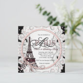  Roze Paris Sweet 16 Verjaardagsfeest Kaart (Staand voorkant)