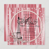  Roze Paris Sweet 16 Verjaardagsfeest Kaart (Voorkant / Achterkant)