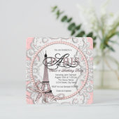  Roze Paris Sweet 16 Verjaardagsfeest Kaart (Staand voorkant)