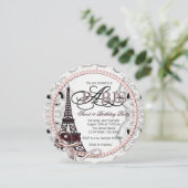  Roze Paris Sweet 16 Verjaardagsfeest Kaart (Staand voorkant)