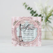  Roze Paris Sweet 16 Verjaardagsfeest Kaart (Staand voorkant)