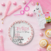 Roze Paris Sweet 16 verjaardagsfeestje Papieren Bordje (Feest)