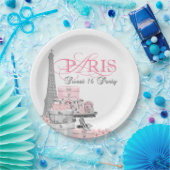 Roze Paris Sweet 16 verjaardagsfeestje Papieren Bordje (Feest)