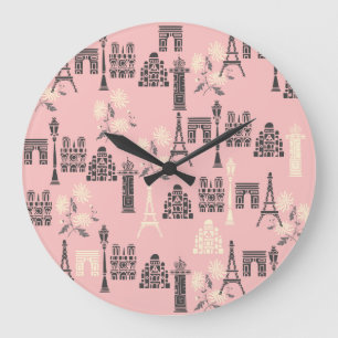 Roze Paris Wall klok