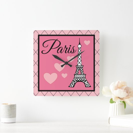 Roze Paris wandklok (Huis)