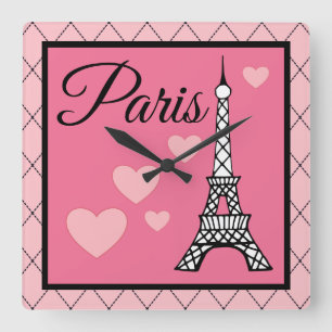 Roze Paris wandklok