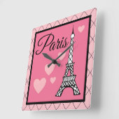 Roze Paris wandklok (Hoek)