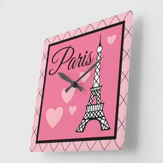 Roze Paris wandklok (Hoek)