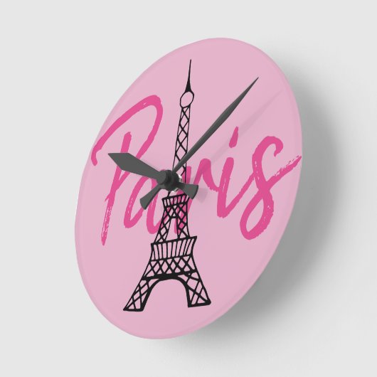 Roze Paris wandklok (Hoek)