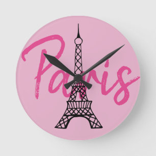 Roze Paris wandklok