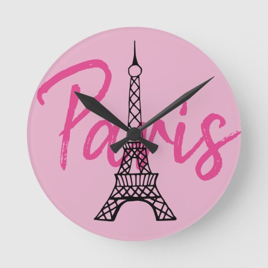 Roze Paris wandklok (Voorkant)