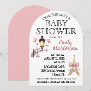 Roze Parisiaans Meisje Baby Shower Uitnodiging