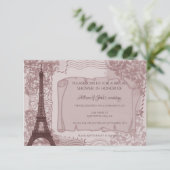 Roze Parisian Bridal Shower Kaart (Staand voorkant)