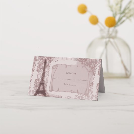 Roze Parisian Reception Place Card Plaatskaartje (Voorkant)