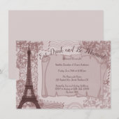 Roze Parisian Rehearsal Dinner Invitation Kaart (Voorkant / Achterkant)