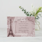 Roze Parisian Rehearsal Dinner Invitation Kaart (Staand voorkant)