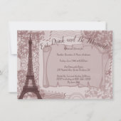 Roze Parisian Rehearsal Dinner Invitation Kaart (Voorkant)