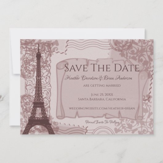 Roze parisian slaat de aankondiging van de datum o (Voorkant)