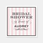 Roze Parisian Stripes Vrijgezellenfeest Servet (Voorkant)